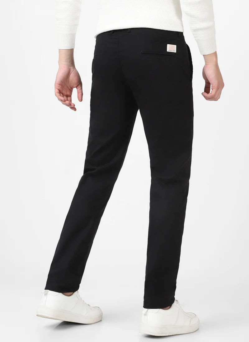 Urbano Fashion  Urbano Fashion Men's Black Cotton Slim Fit Casual Chinos Trousers for Men | Best Price UAE